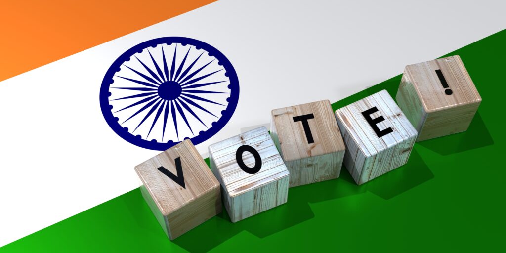 india vote cube words national flag election concept 3d illustration